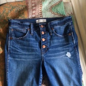 Madewell 10” High Rise Button Front Skinny Jeans